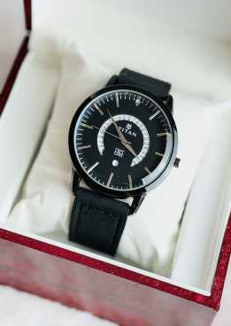 Titan Leather Strap magnetic clock-Black colour